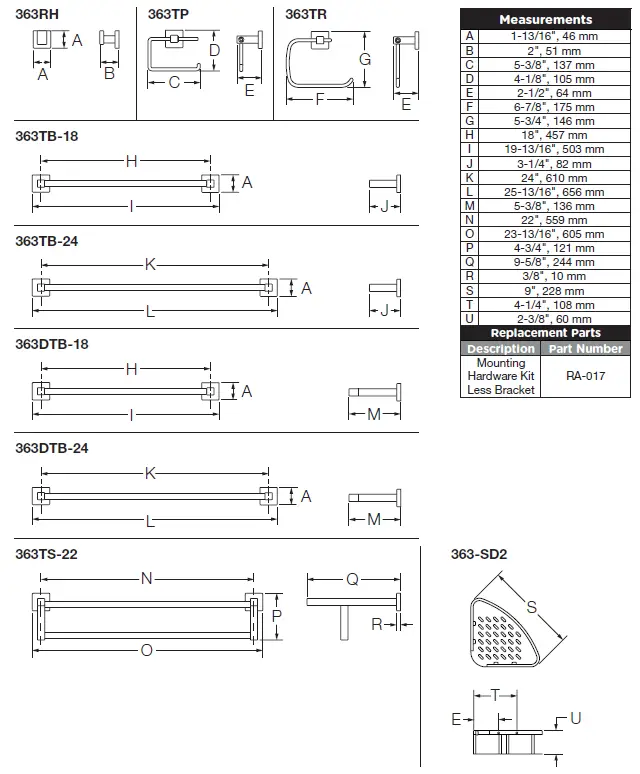 SYMMONS 363DTB-18 Duro 18 Inch Double Rail-FIG-2