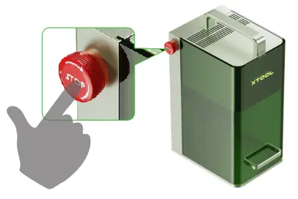 XTOOL F1 Portable IR and Diode Laser Engraver - Emergency stop