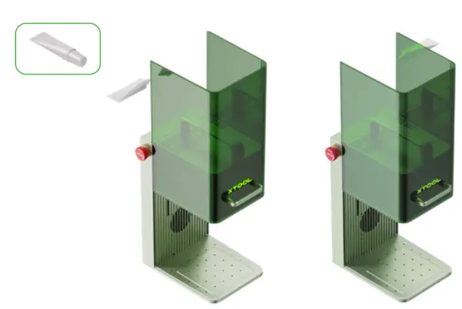 XTOOL F1 Portable IR and Diode Laser Engraver - protective enclosure up