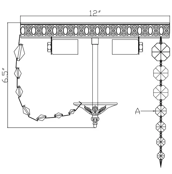 CRYSTORAMA 712-CH-CL-S Three Light Ceiling Mount - fig 1
