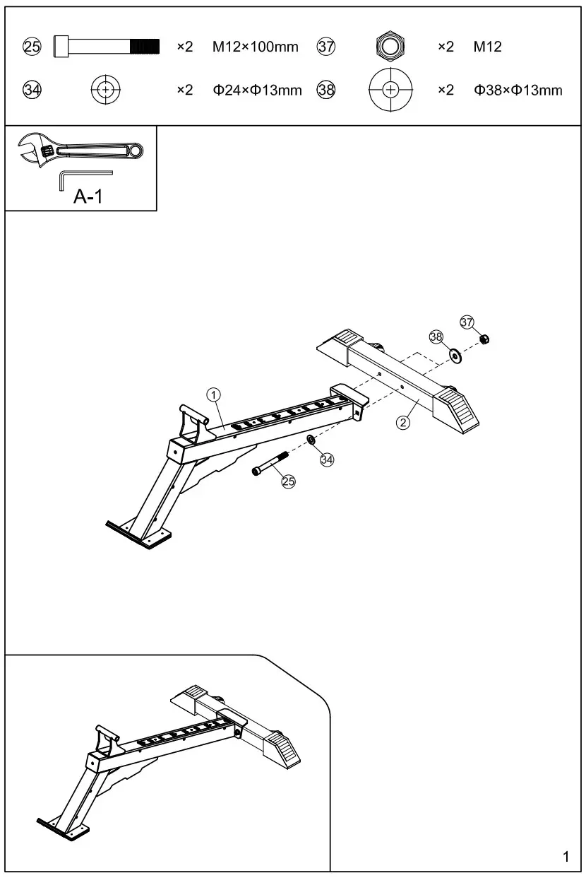 FRENCH FITNESS FF-MAB30 Multi Adjustable Bench - ASSEMBLY STEPS 1