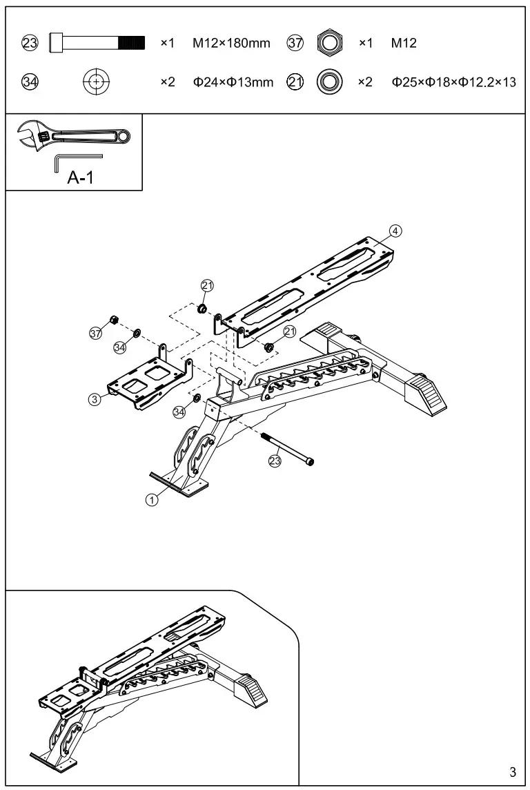 FRENCH FITNESS FF-MAB30 Multi Adjustable Bench - ASSEMBLY STEPS 3