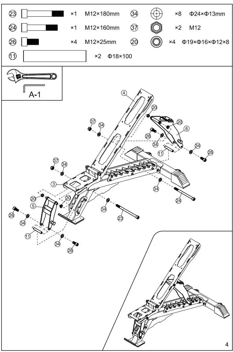 FRENCH FITNESS FF-MAB30 Multi Adjustable Bench - ASSEMBLY STEPS 4