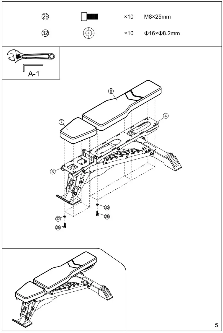 FRENCH FITNESS FF-MAB30 Multi Adjustable Bench - ASSEMBLY STEPS 5