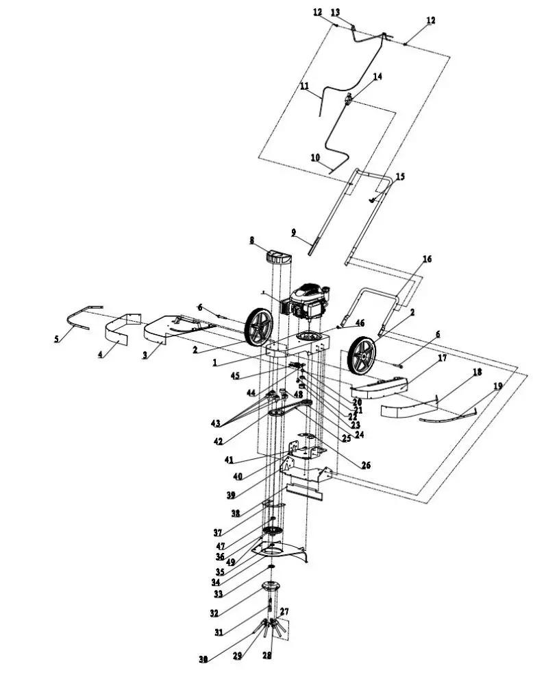 TOPMAQ DR-GM-65 Scrub Clearing Machine User Manual -Explosion View and parts list