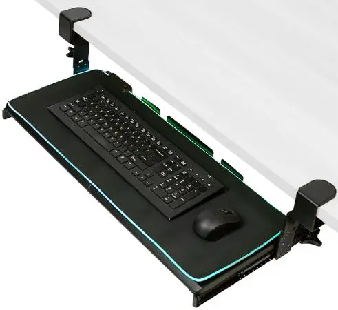 VIVO-MOUNT-KB05GP-W-Clamp-On-Height-Adjustable-Keyboard-Tray-with-RGB-Pad-product