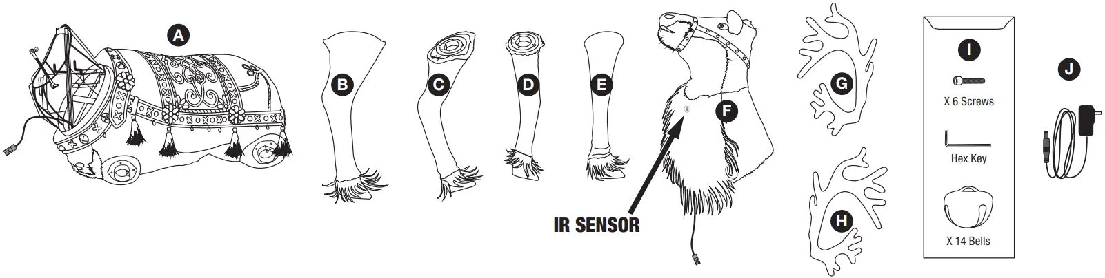HOME ACCENTS Holiday 22SV23175 Animated Reindeer Christmas Decoration - PARTS LIST