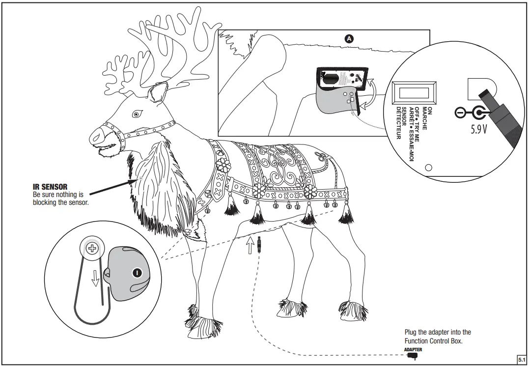 HOME ACCENTS Holiday 22SV23175 Animated Reindeer Christmas Decoration - reindeer