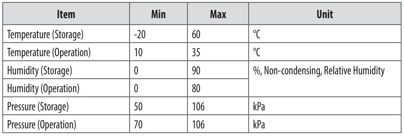 LG 14HQ901G Digital X-Ray Detector - Always use the detector in places that meet the following environmental requirements