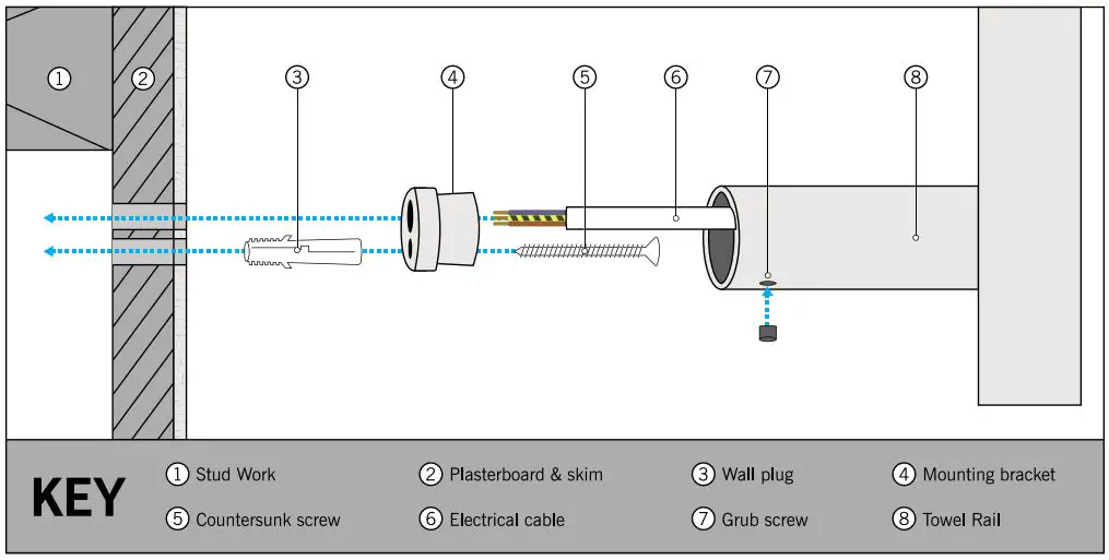 Thermogroup VSH900HBR 220-240Volt Vertical Heated Towel Rail Installation Guide - Installation