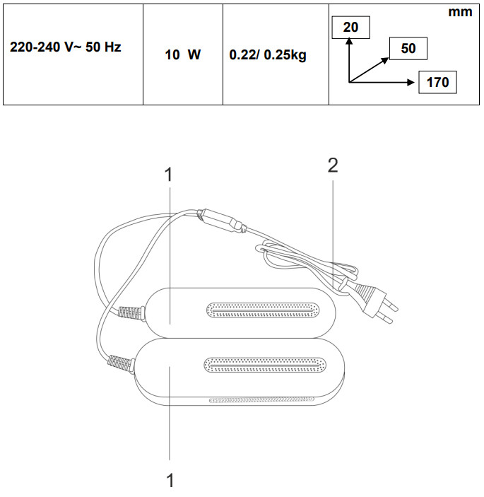 SCARLETT SC-SD500UV01 Shoes Dryer - DESCRIPTION