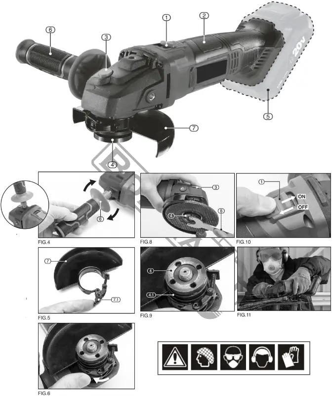 BORMANN PRO BPP3500 Variable Cordless Angle Grinder - fig 1