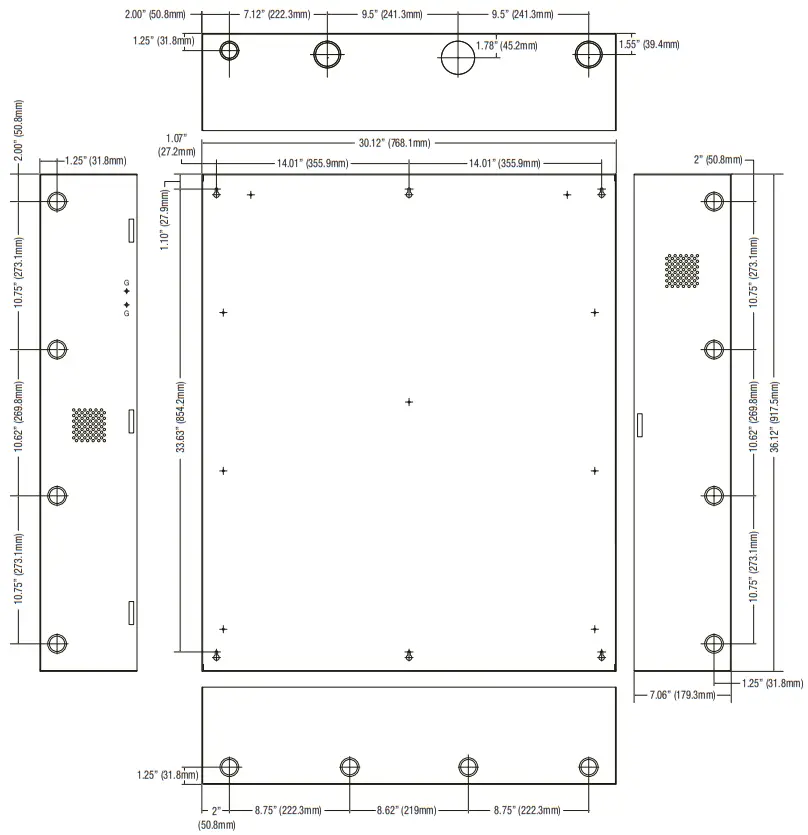 Altronix T2HWK78 Access and Power Integration Kit - Enclosure Dimensions 2