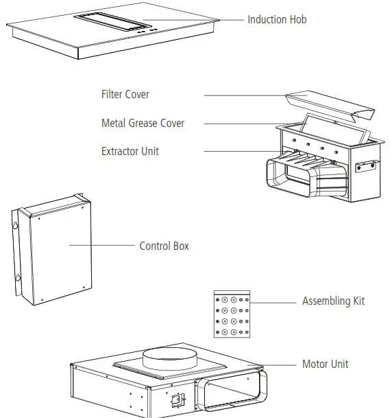 Caple DD780BK Downdraft Induction Hob - COMPONENTS 1