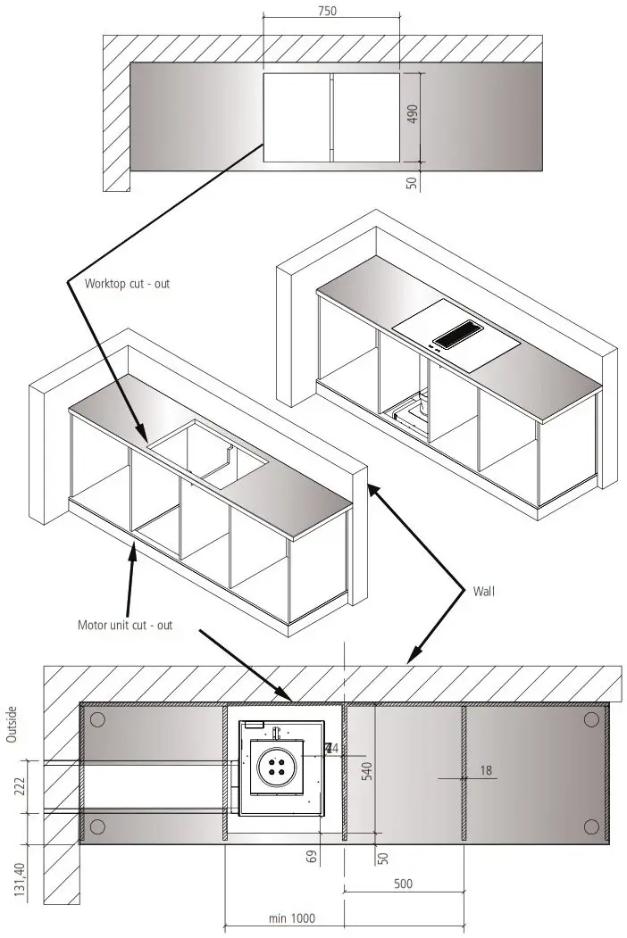 Caple DD780BK Downdraft Induction Hob - INSTALLATION DIMENSIONS 10
