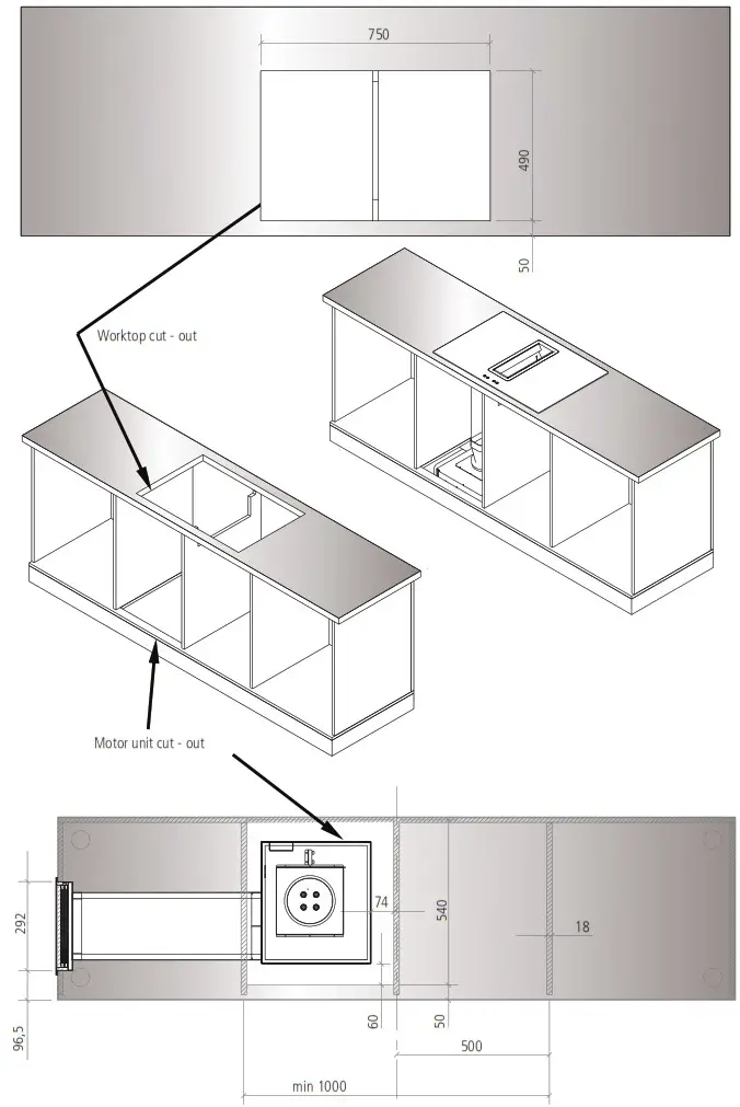 Caple DD780BK Downdraft Induction Hob - INSTALLATION DIMENSIONS 6
