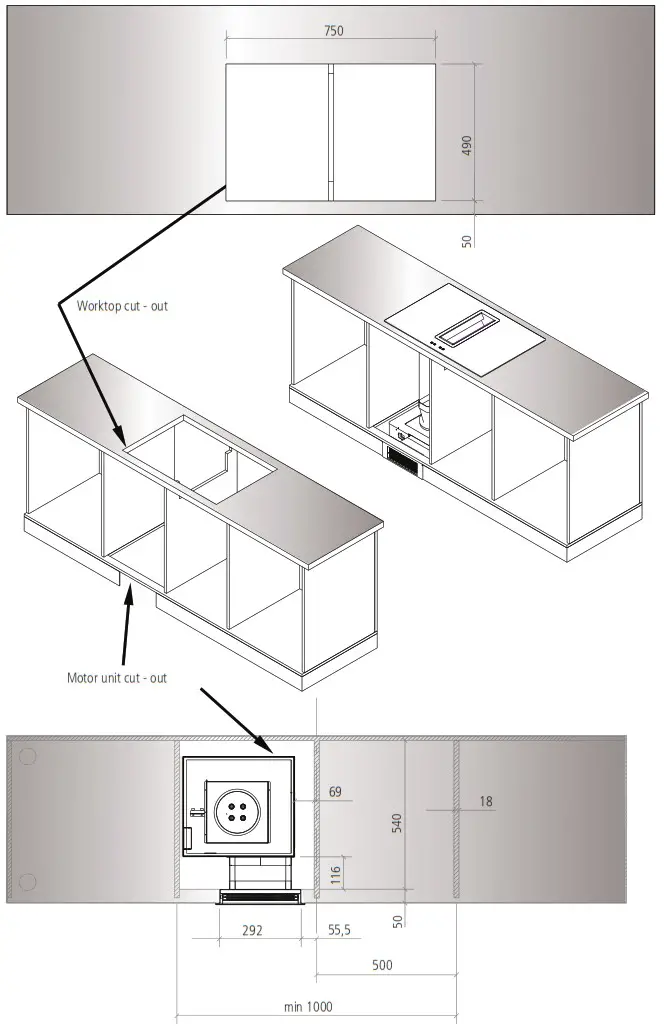 Caple DD780BK Downdraft Induction Hob - INSTALLATION DIMENSIONS 8