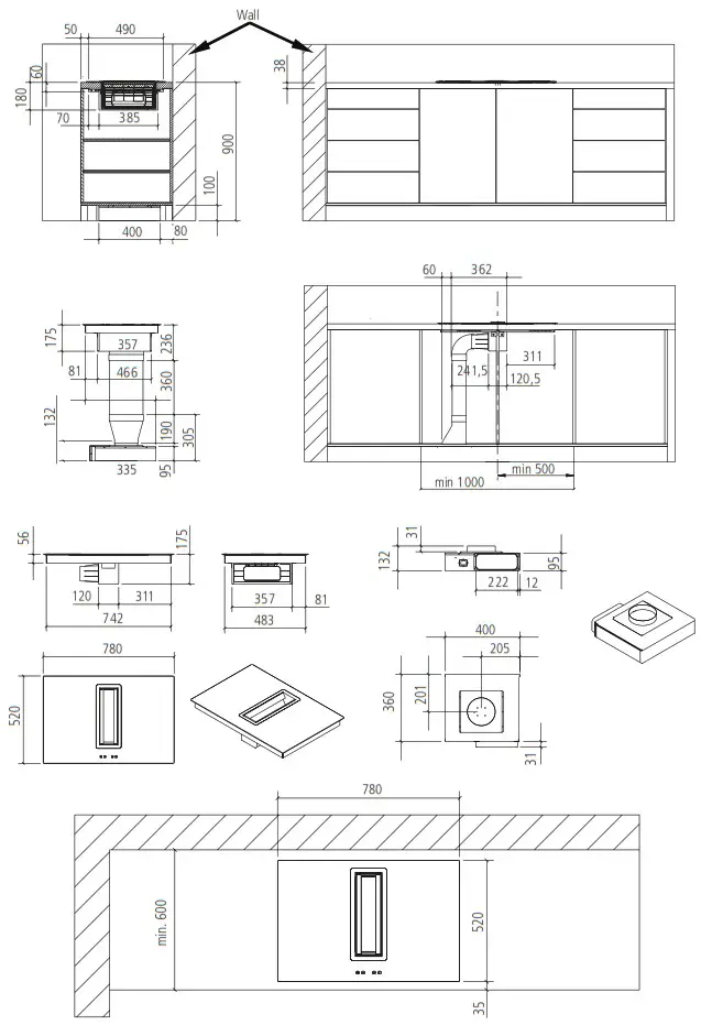 Caple DD780BK Downdraft Induction Hob - INSTALLATION DIMENSIONS 9