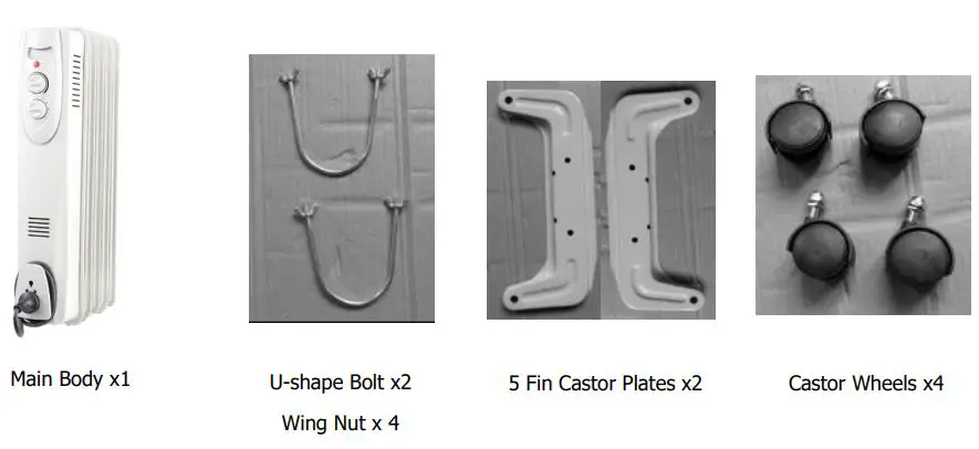 anko AOH15 5 Fin Oil Column Heater Instruction Manual - COMPONENTS