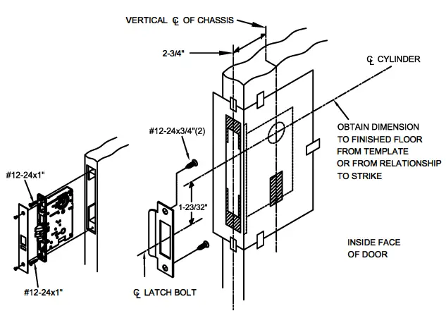CAL ROYAL N MR7700 Entrance Mortise Lock Rim Exit Device - fig