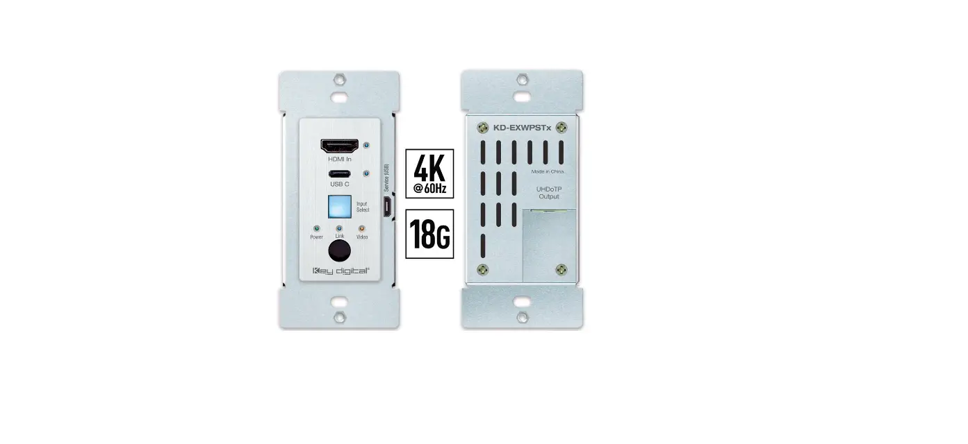 Key Digital Kd-exwpstx Single Gang Hdmi Usb-c Over 50m Auto Switching Transmitters User Manual