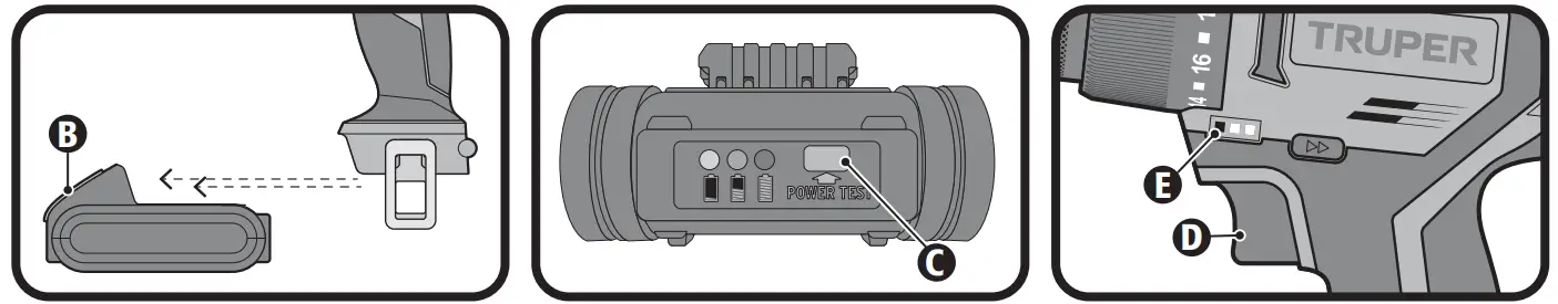 TRUPER ROTI 20A 20V Cordless Hammer Drill - indicator