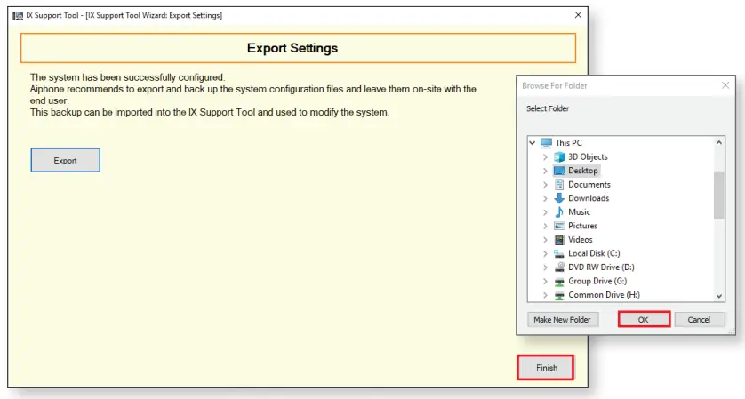 Exporting the Settings