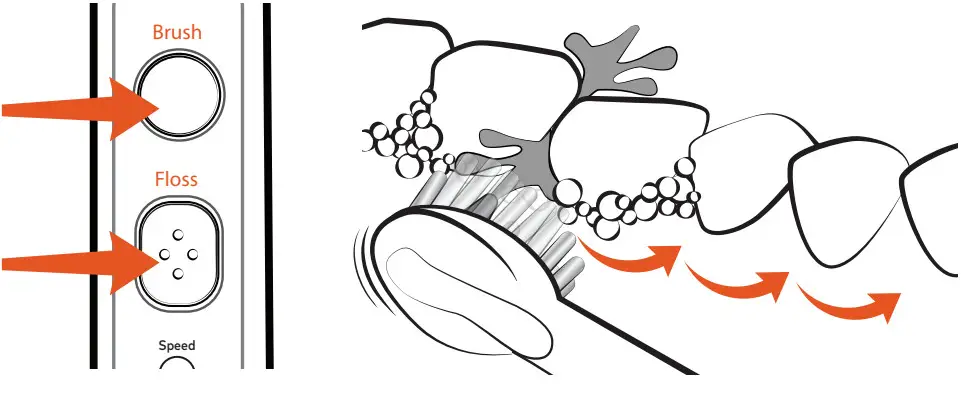 waterpik SF-04 Sonic-Fusion Professional Flossing Electric Toothbrush - button