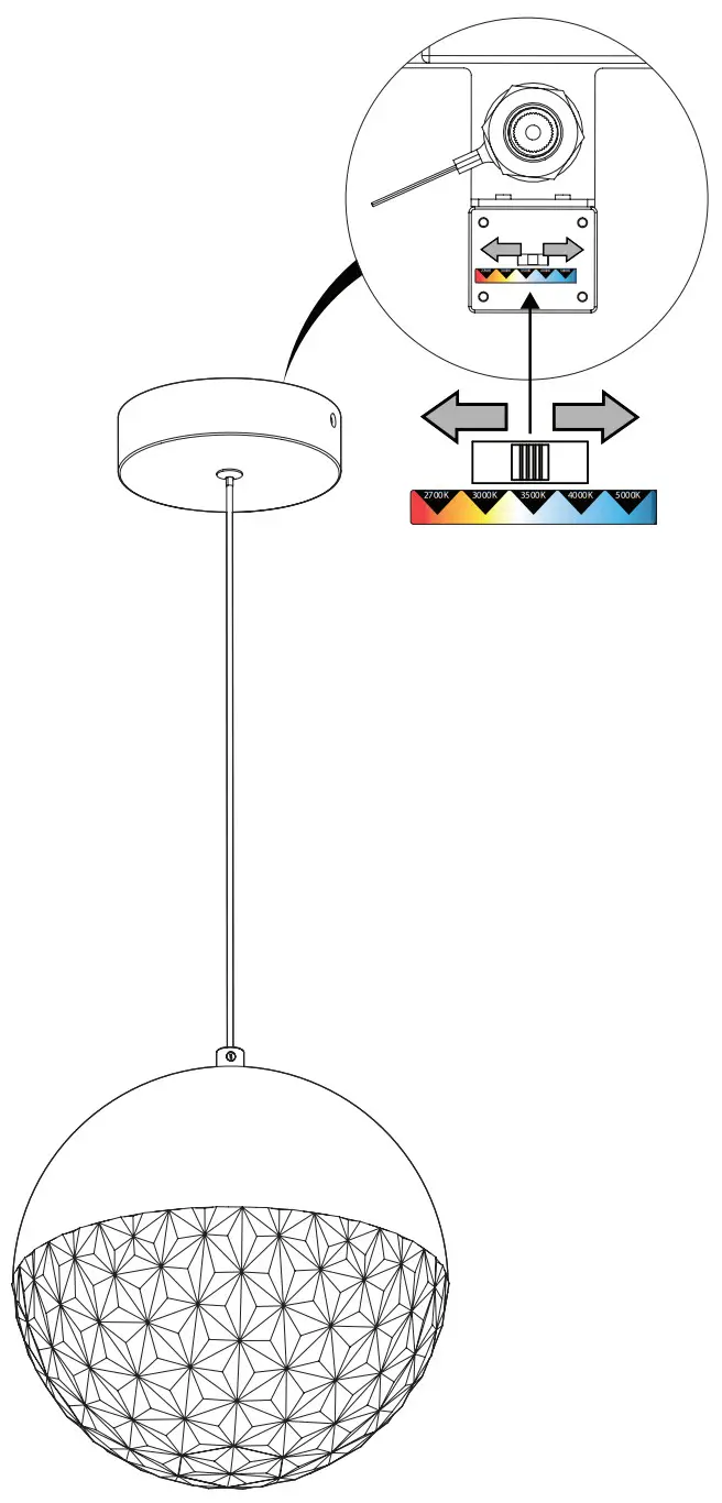artika PDT CA5C HD2CR Carat 1 Light LED Pendant - LIGHT COLORS
