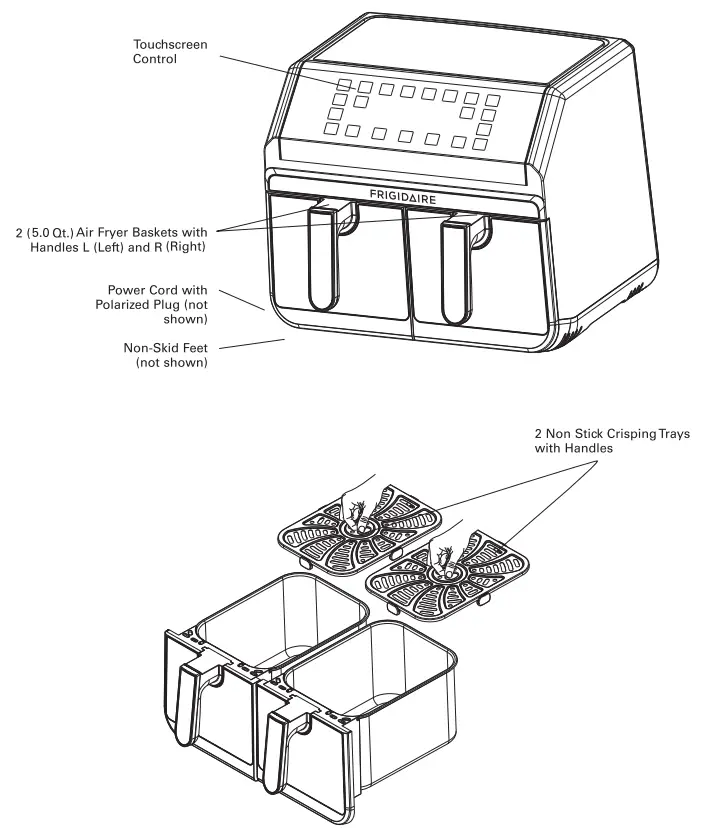 FRIGIDAIRE EAF1004-SS Dual Basket Zone Air Fryer - Fig 1