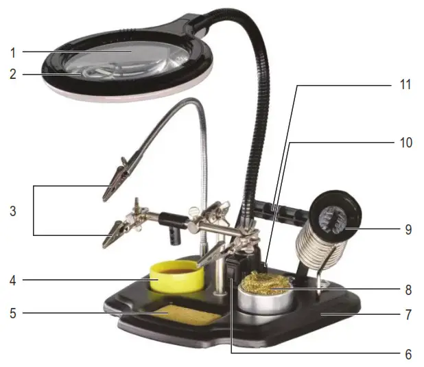 TOOLCRAFT 2526774 LED Magnifying Lamp with Third Hand - Product overview