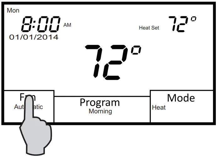 HVAC Controls UT32 Titan Touchscreen Thermostat - FAN SELECTION