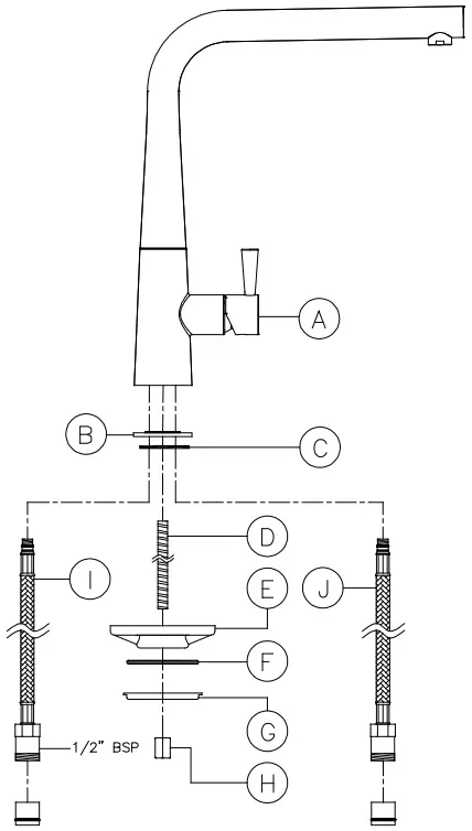 RANGEmaster TCOSL1 Conical Single Lever Kitchen Mixer Tap