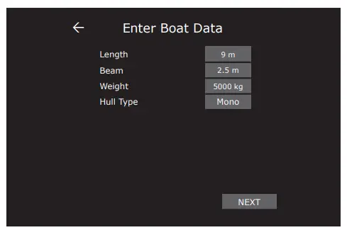 ZiPWAKE 2012311 Dynamic Trim Control System - Enter Boat Data