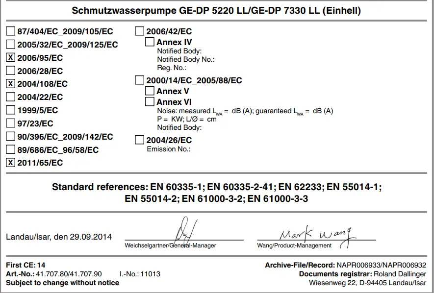 Einhell GE-DP 7330 L Dirty Water Pump - fig 1