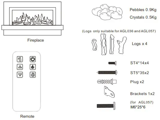 AmberGlo AGL035 Electric Fire with LED Effect Lights - PARTS SUPPLIED 1