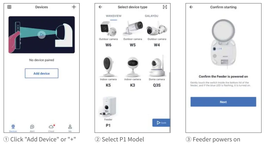 wansview P1 Automatic Pet Feeder - connect