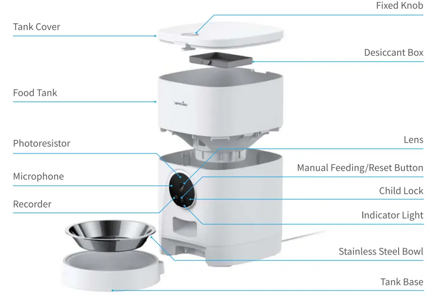 wansview P1 Automatic Pet Feeder - diagram