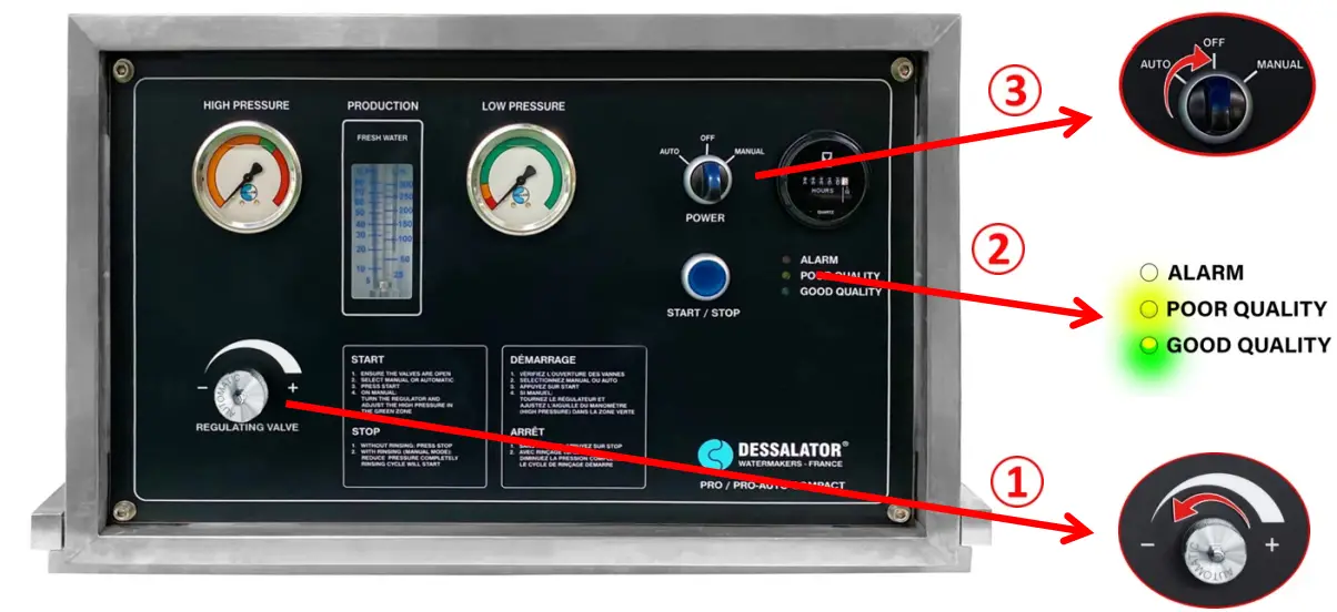 DESSALATOR D300 AC Pro Automatic Compact Marine Watermaker Machine - switch