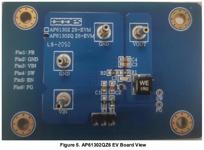 DIODES AP61302QZ6 EVM 2 3v To 5 5v Input 3a Synchronous Buck Converter - Board View