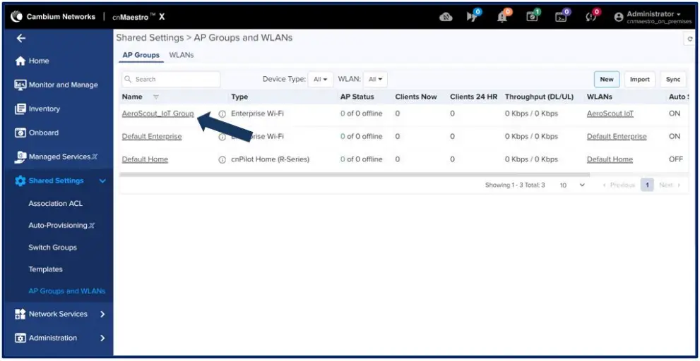 Cambium Networks Cambium-AeroScout Healthcare Solution Configuration - existing AP Group