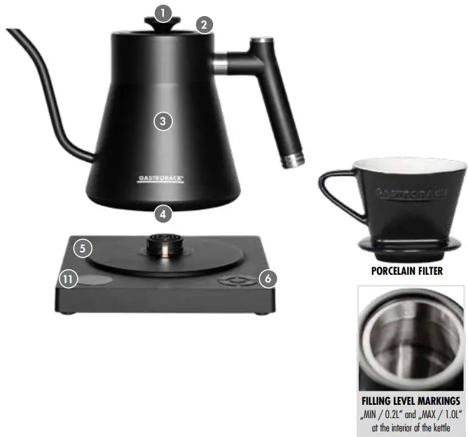 GASTROBACK 42329 Design Water Kettle - PORCELAIN FILTE