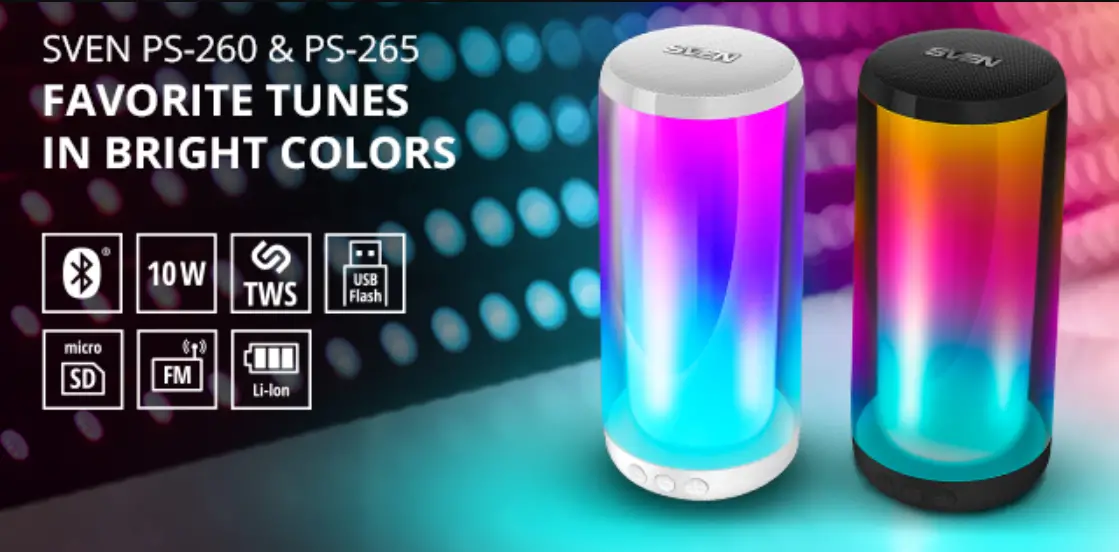 Sven Ps-260, Ps-265 Portable Speaker System With Bluetooth And Fm Radio User Guide