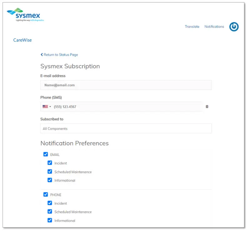 Set-up and Notification Preferences