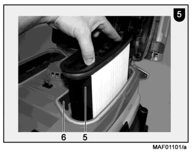 Changing the folded filter cartridge