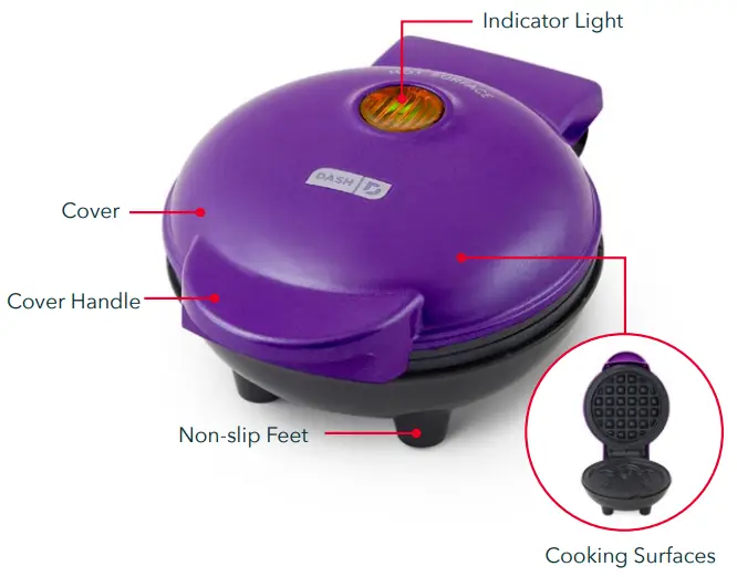 DASH DMWGH001 Ghost Mini Waffle Maker - FEATURES