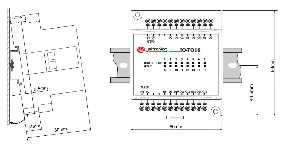Unitronics IO TO16 I O Expansion Module - DIN rail