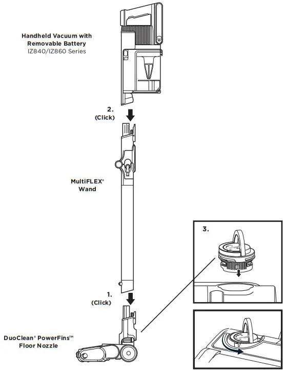 Shark IZ800 Series Clean Sense Iq Cordless Multiflex Vacuum - Floor Nozzle.
