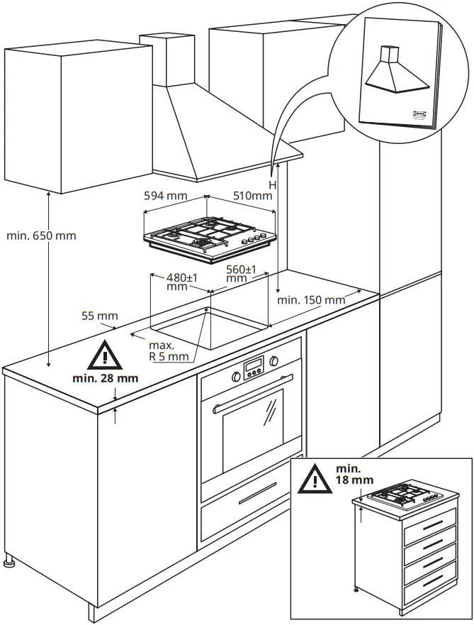 IKEA 205.234.23 SKÅLAN Gas Hob B4
