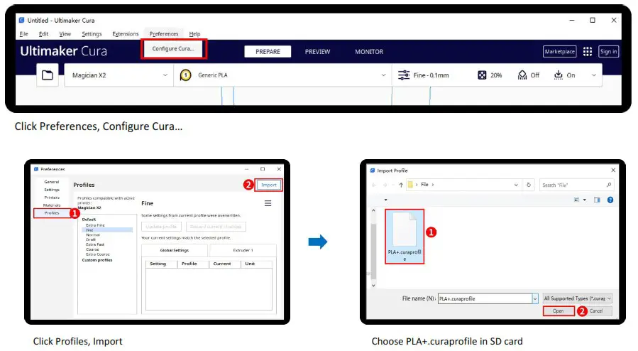 MINGDA Magician X2 3D Printer Direct Extruder Dual Gear Auto Level - Software Instructions 3
